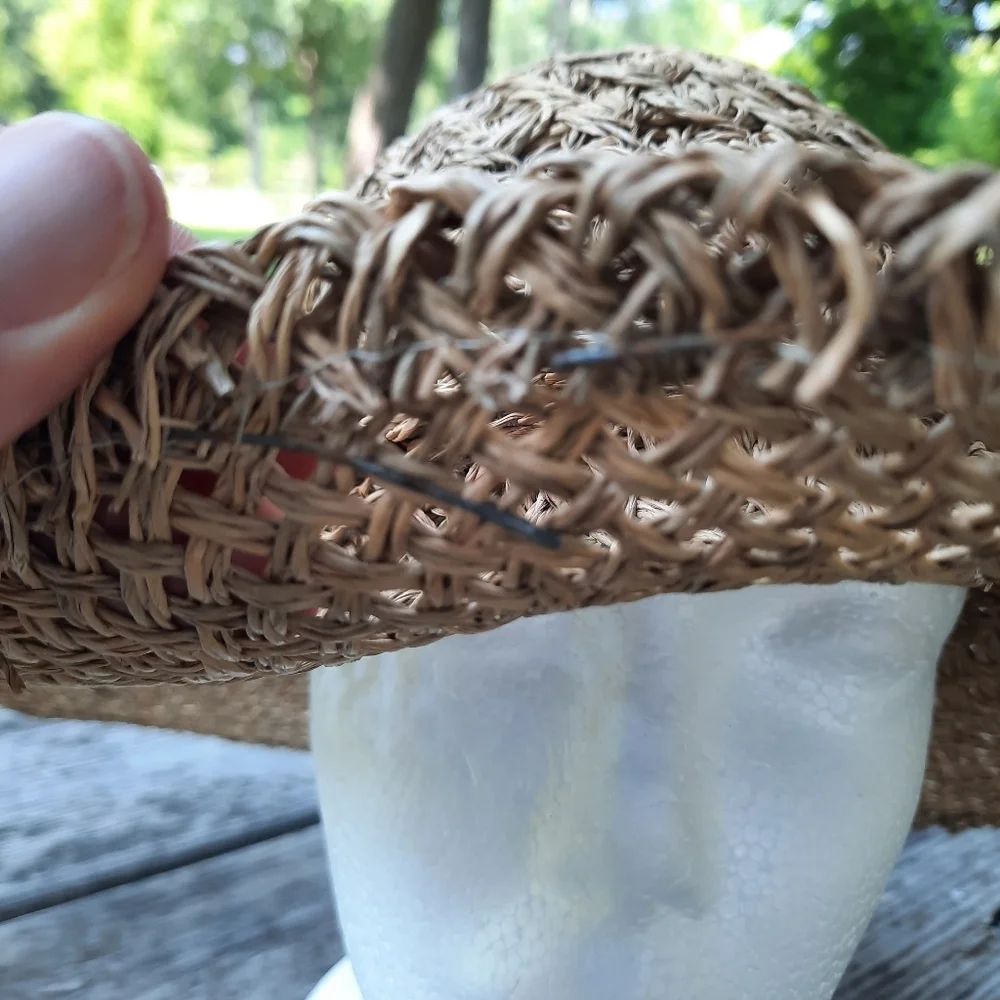 Scala Gal Woven Straw Hat Flower Detail Brim Natural Sun Hat Size 57cm